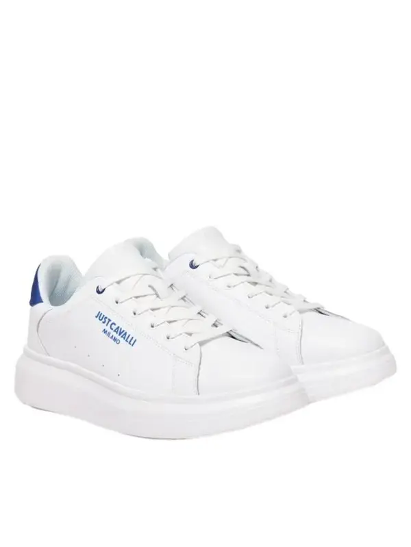 Lace-Up Sneakers with Platform Sole and Blue Detail