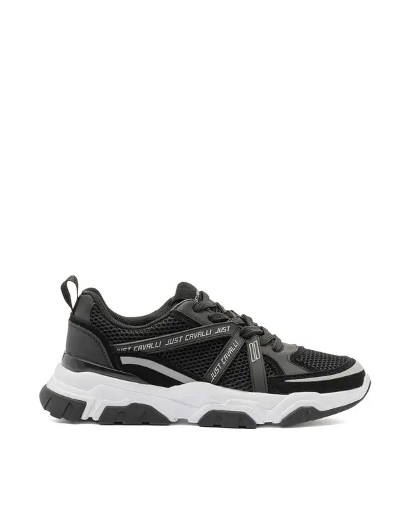 Mixed Material Sneakers with Logo Straps