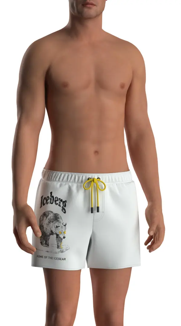 Swim Trunks with Bear Graphic
