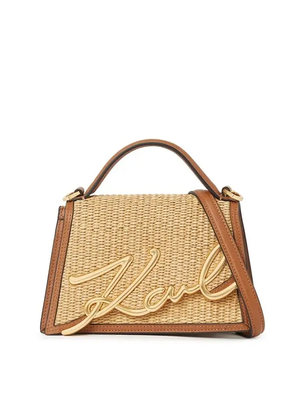 K/SIGNATURE SMALL RAFFIA CROSSBODY BAG