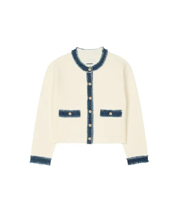 Cardigan with Denim Details