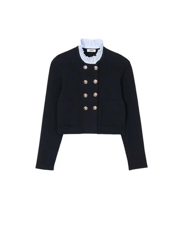 Cardigan with Removable Ruffled Collar