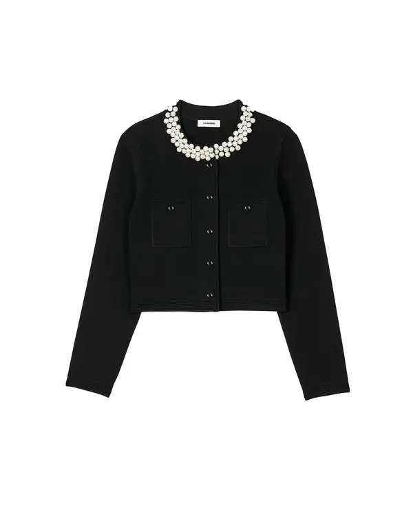 Cardigan with Beaded Collar