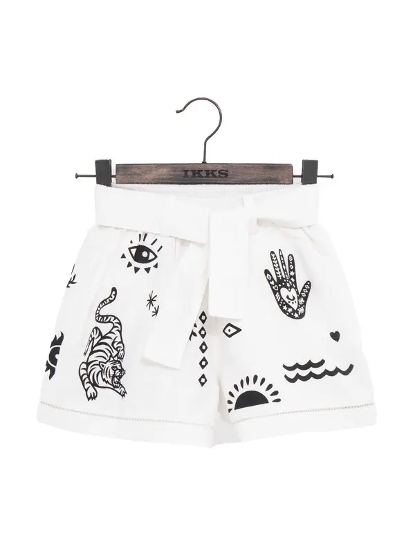 Straight-leg printed cotton-blend shorts