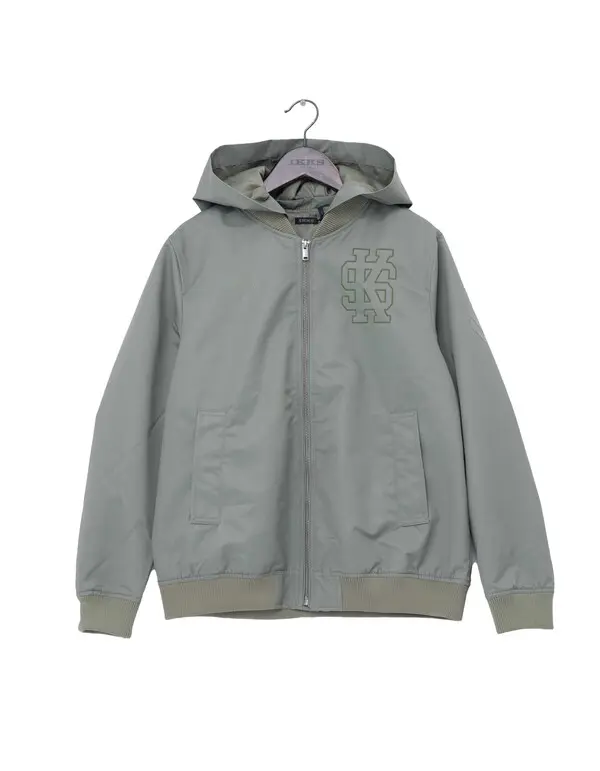 bomber jacket with embroidery details on the front and back