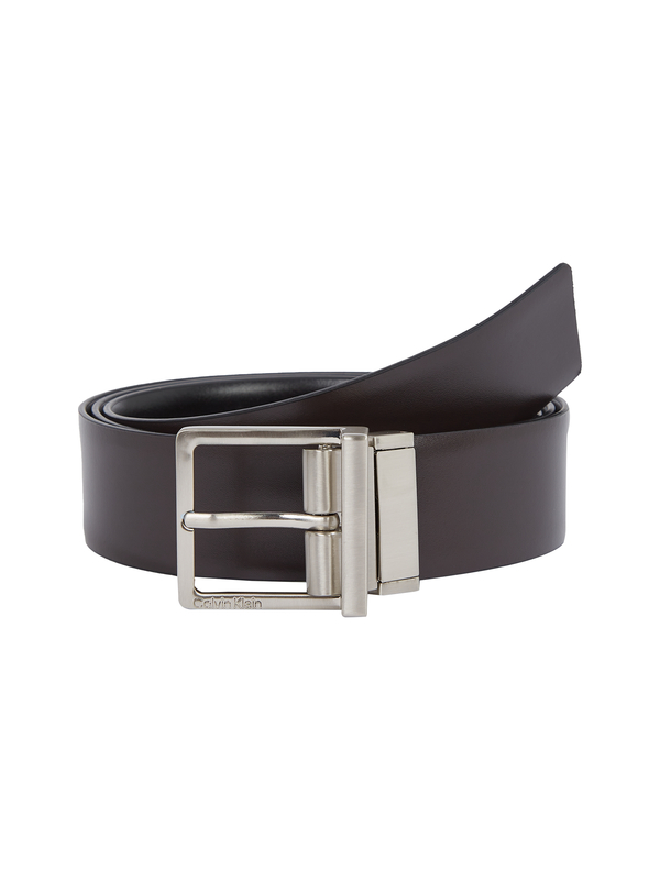 Reversible Leather Belt With Square Buckle