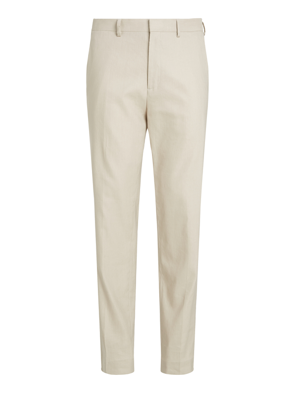 Linen Mix Stretch Tapered Trousers