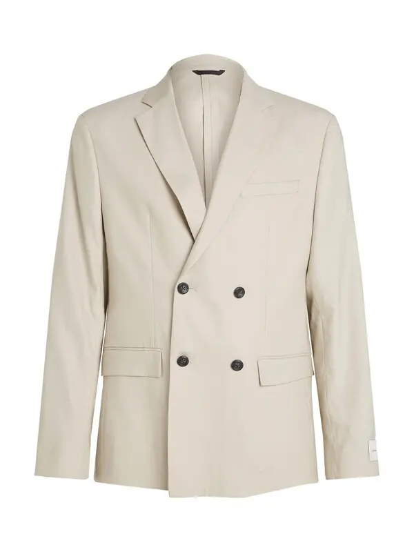 Linen Lyocell Stretch Double Breasted Blazer