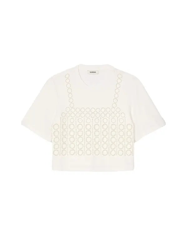 Beaded Cropped T-shirt