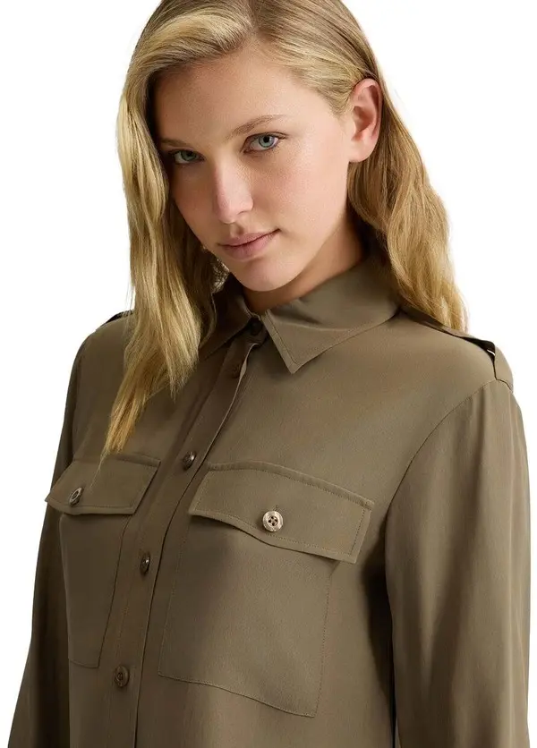 Viscose-blend crepe de chine shirt