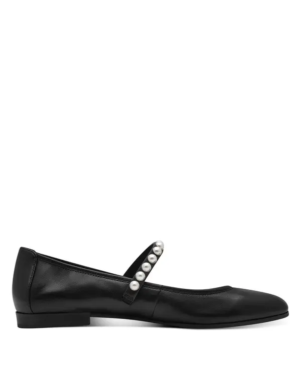  Pearl Embellished Mary Jane Flats