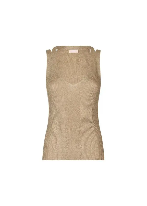 Viscose and lurex blend knit top