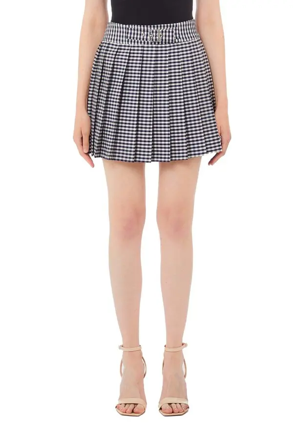 All over check motif Short Skirt