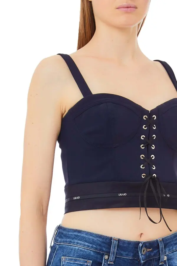 Sleeveless Crop Top with front Laces