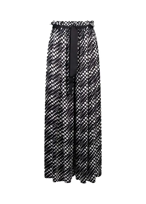 Polka-dot print with all-over logo palazzo Trousers