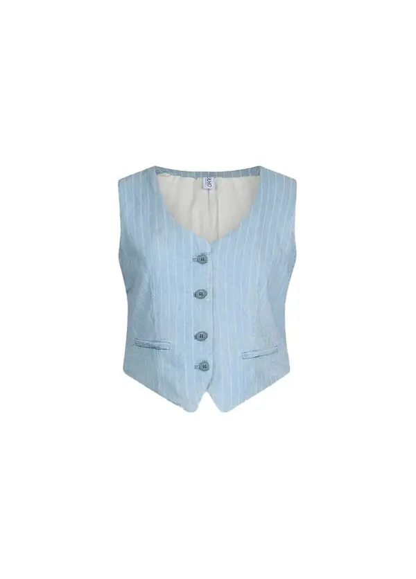 Pin striped pattern denim waistcoat