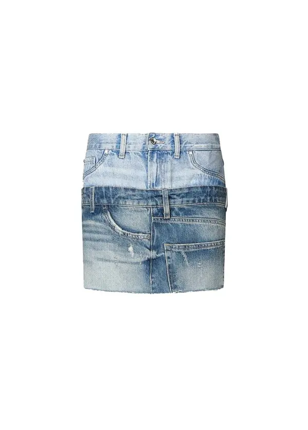 Cotton denim mini skirt