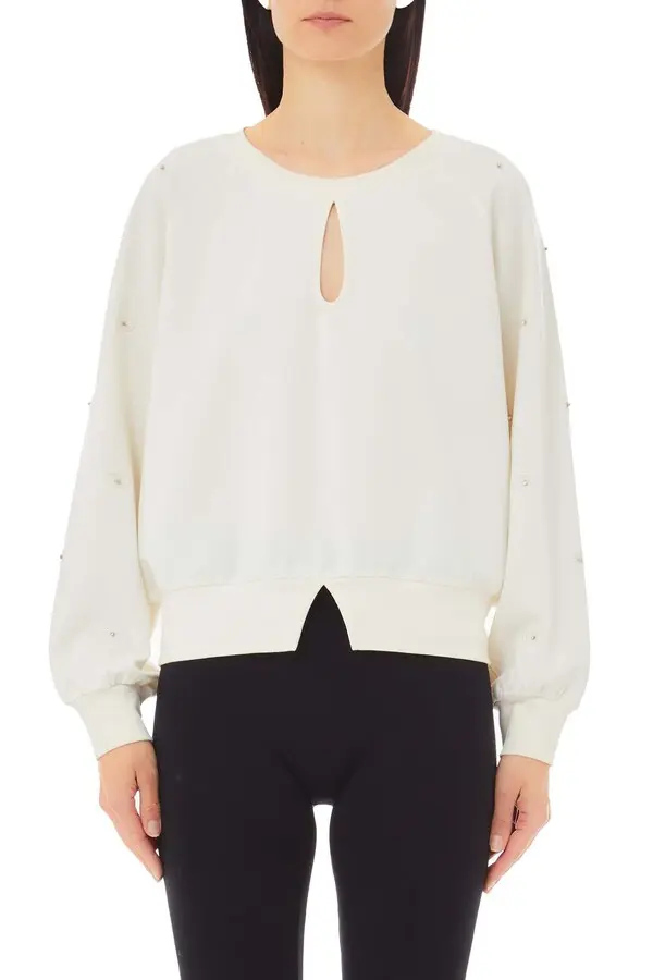 Stretch viscose-blend interlock sweatshirt