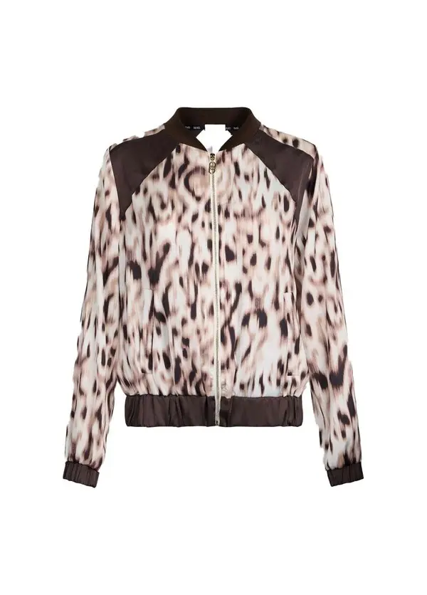 Printed satin bomber jacket