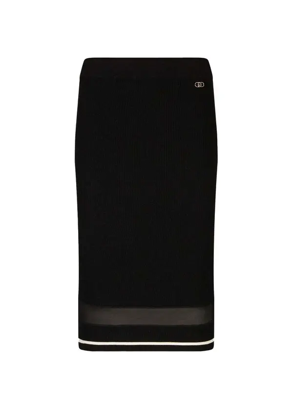 Viscose-blend knit midi skirt