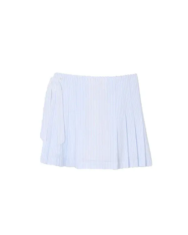 Short pleated striped skirt
