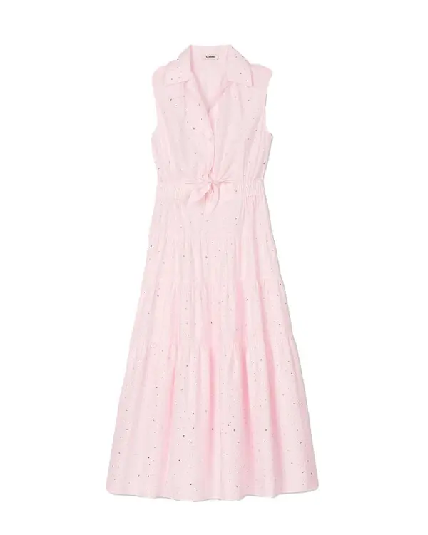 Sleeveless maxi dress with shirt collar