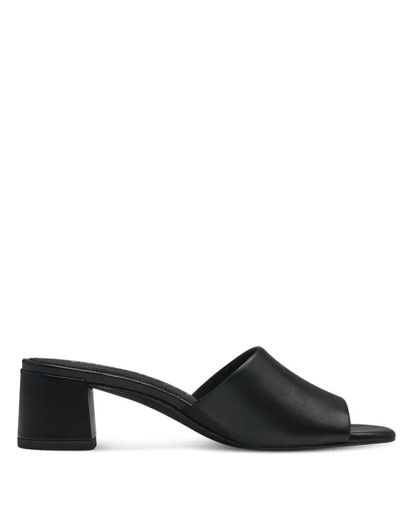  Leather Block Heel Mules