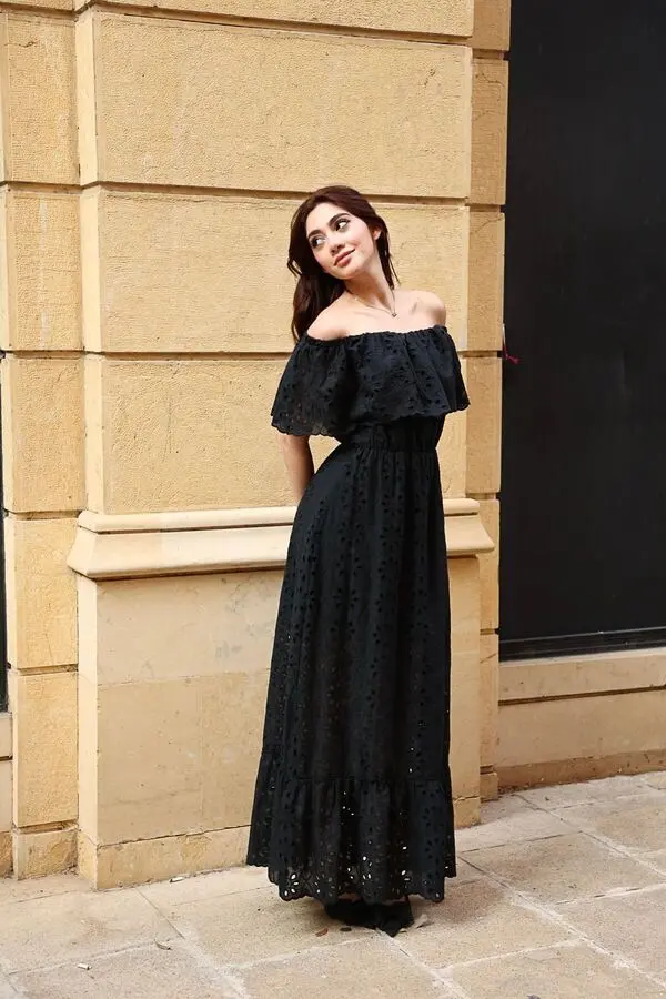 Off-shoulder Broderie Dress