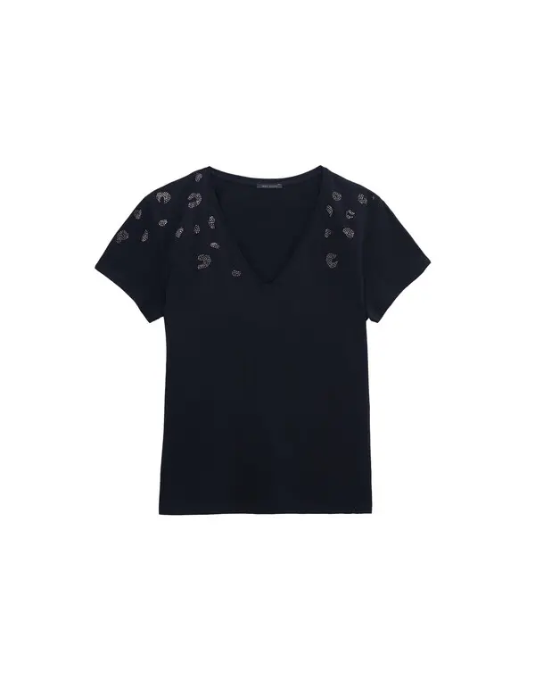 cotton leopard micro stud t-shirt