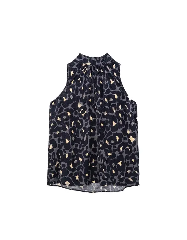 Animal Print Sleeveless Blouse