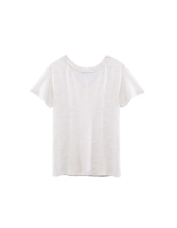 braided V-neck T-shirt