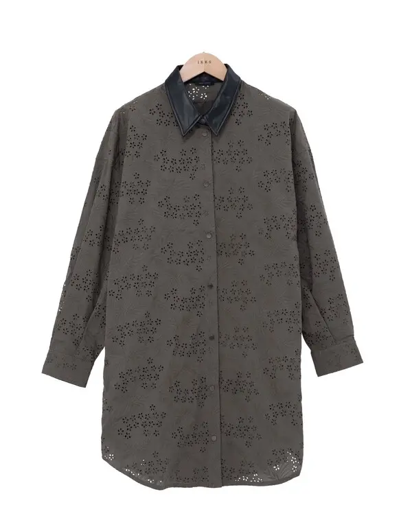 Cotton Shirt Dress with English embroidery