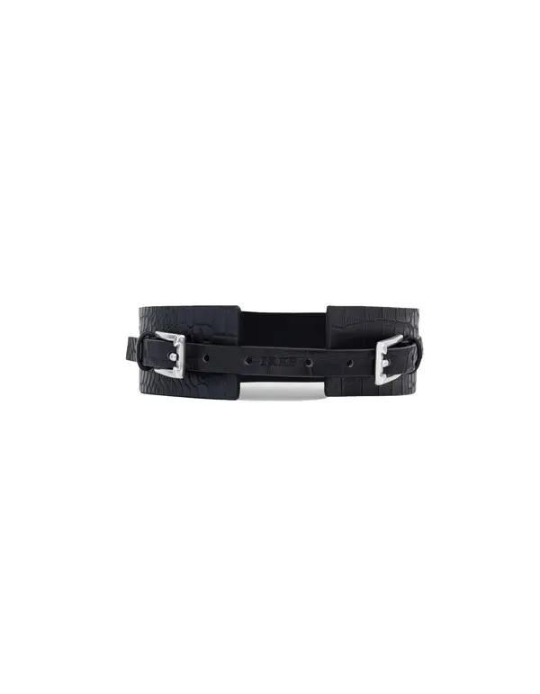  crocodile-embossed leather dress belt