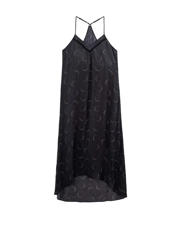 pleated Midi dress with eclipse print