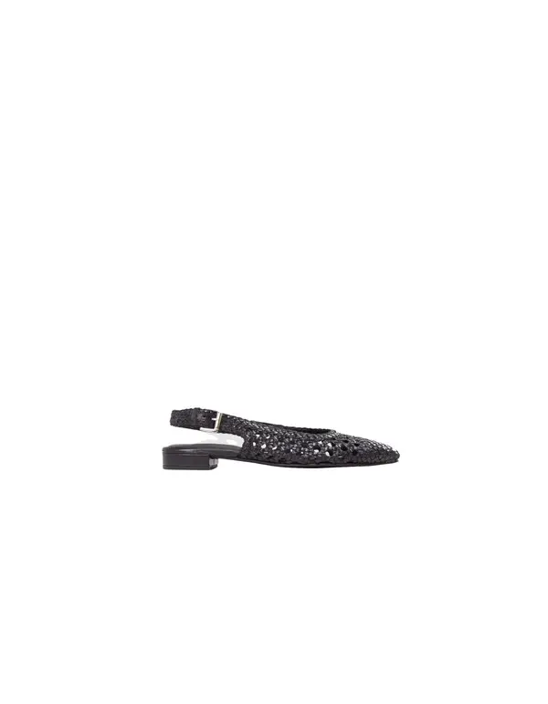 leather Woevn-effect slingback ballerinas