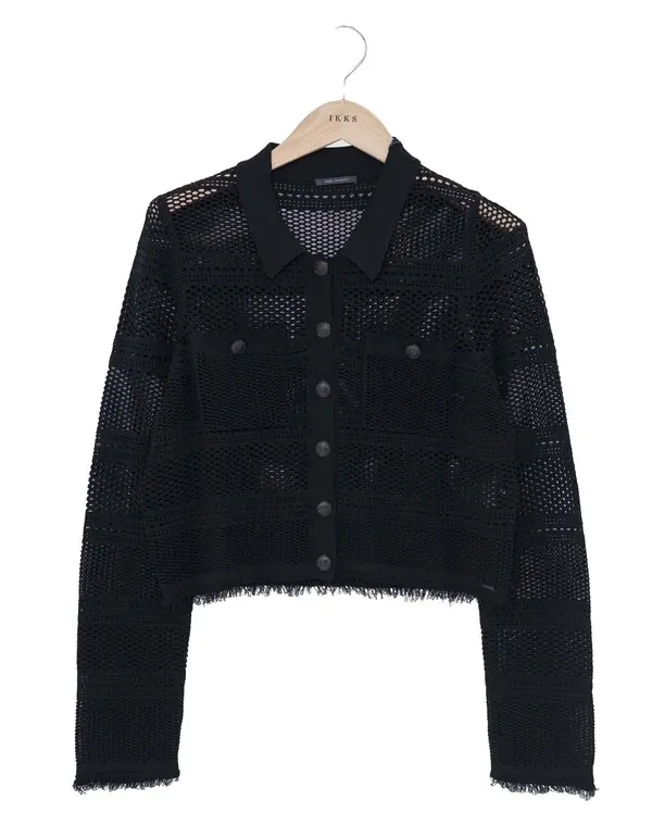 openwork knit short cardigan