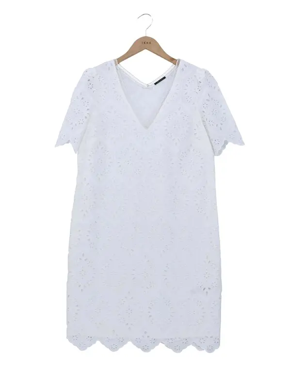 Cotton Short Dress with English embroidery