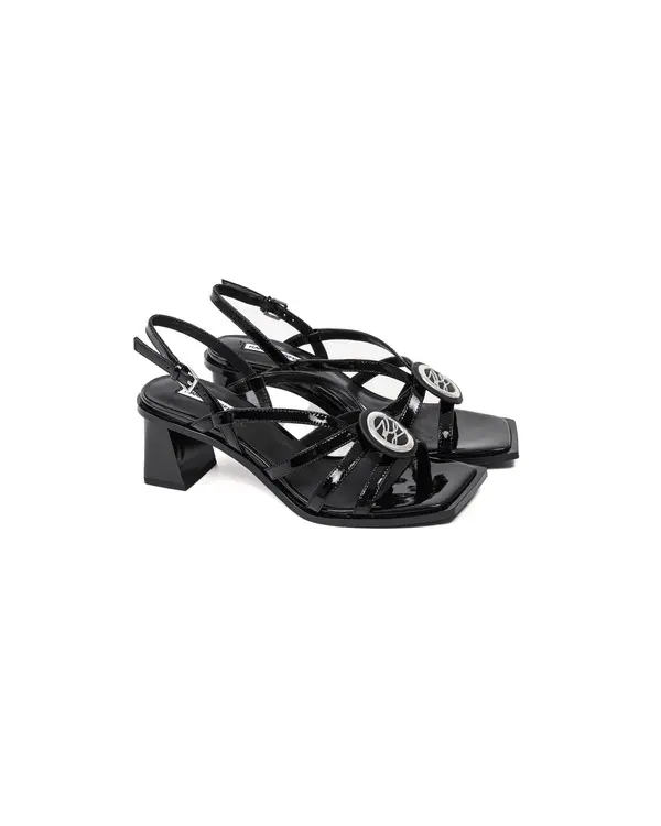 Patent Strappy Block Heel Sandals