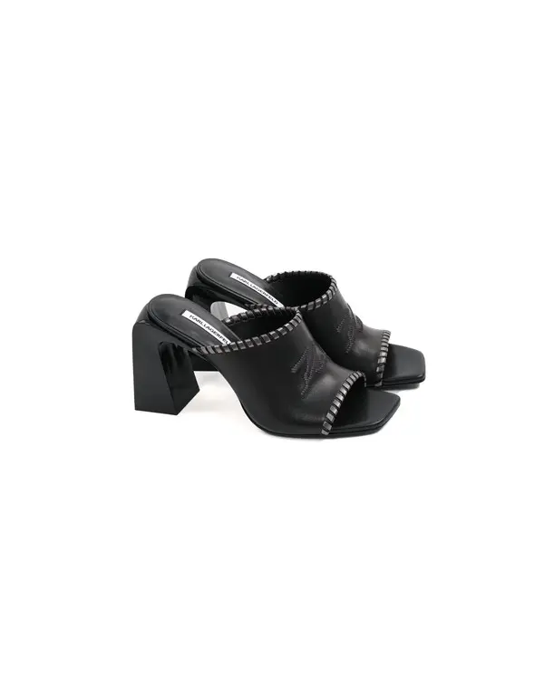 Leather High Heel Mules