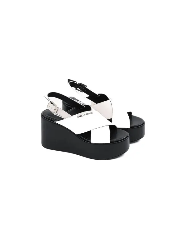 Cross-Strap Black Platform Wedge Sandals