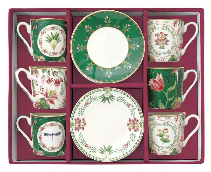Set 6 coffee cups & saucers in porcelain 100 ml in