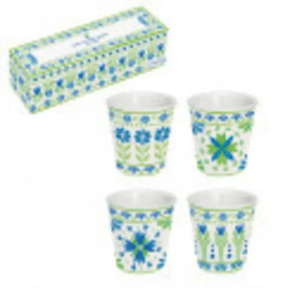 Set 4 assorted porcelain coffee cups 100 ml in color box FLOWERS GARDEN