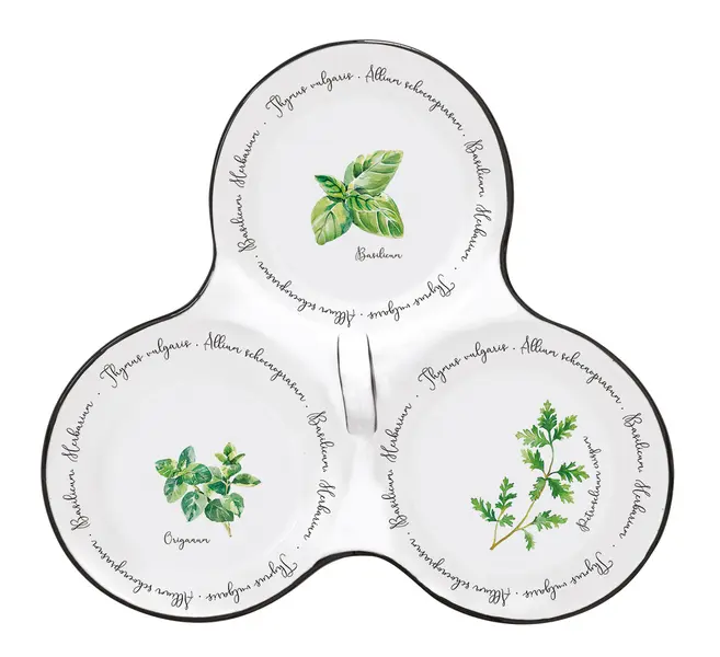 Porcelain appetizer set 20,5x17 cm w/3 bowls in color box  HERBARIUM
