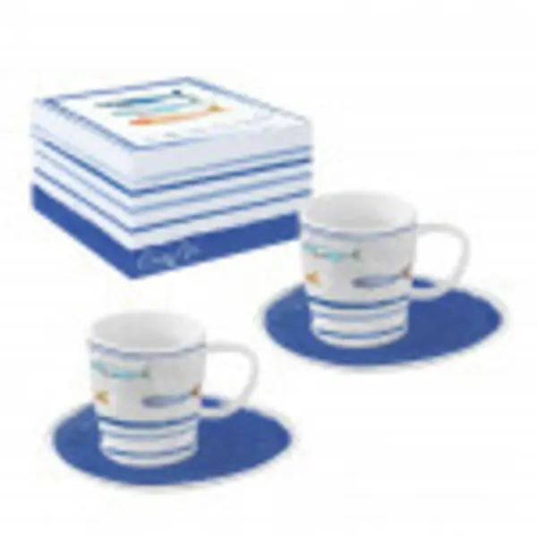 Set 2 porcelain coffee cups & saucers 120 ml
