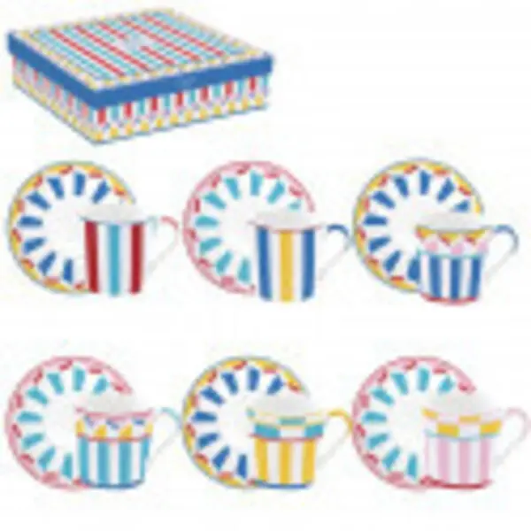 Set 6 coffee cups & saucers in porcelain 100 ml in