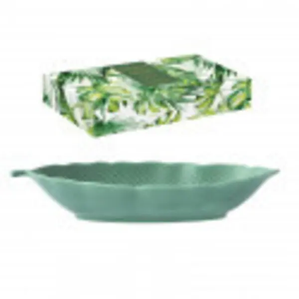 Porcelain bowl 30x13 cm tropical leaf shape in