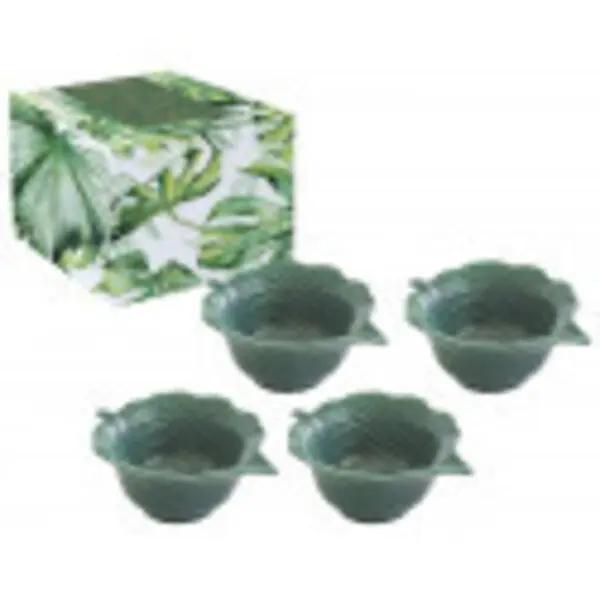 Set 4 porcelain mini bowls 10.5x 8 leaf shape in