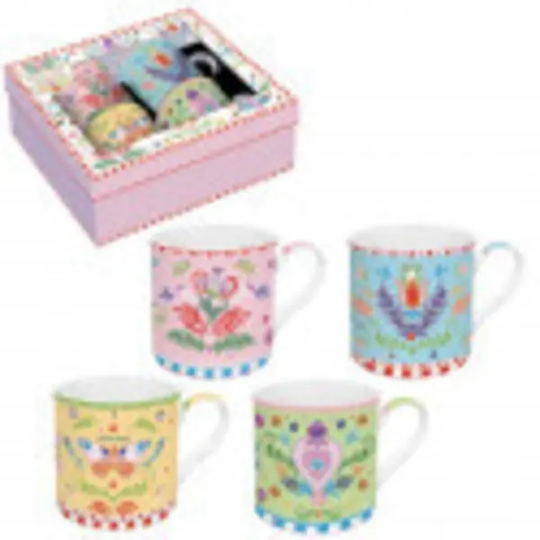 Set 4 high quality fine China mugs 300 ml in gift