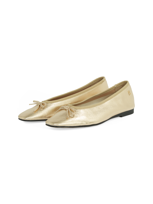  Soft Leather Metallic Ballerina Flats