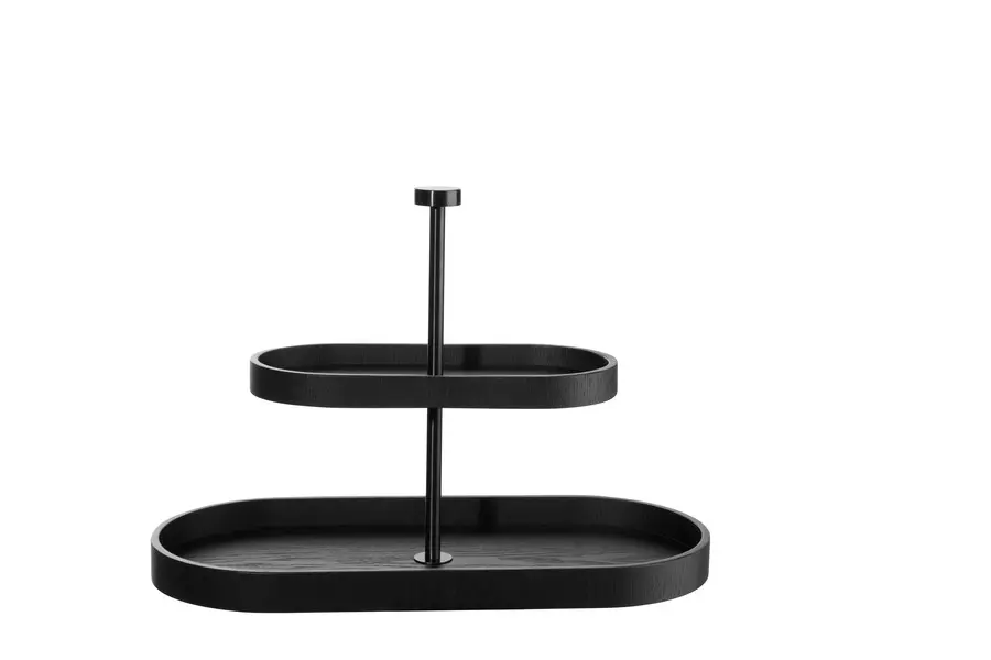 etagere 2-tiered, oval, black